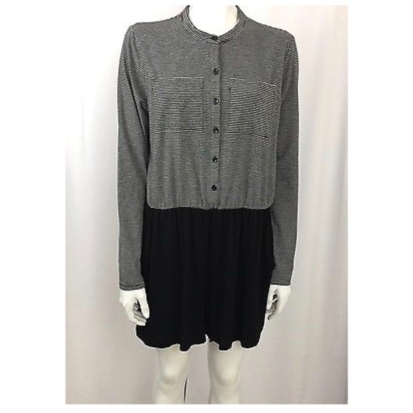 BCBGeneration Black Gray Mixed Media Romper Large - Picture 1 of 5